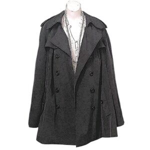 London Fog Woman’s Black Double Breasted Lightweight Trench Pea Coat Jacket 2X